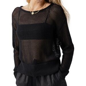 Sanctuary Open Knit Sweater in Black